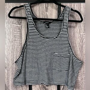 Forever 21 Black & Grey Striped Crop Tank Top ~Sz S~